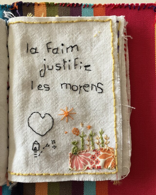 Page 12 du journal de broderie : La faim justifie les moyens